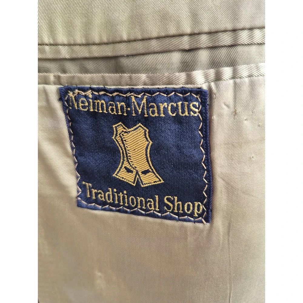 Neiman Marcus Traditional Shop Brown Double Breasted Hopsack Blazer Gold Sz 44 L